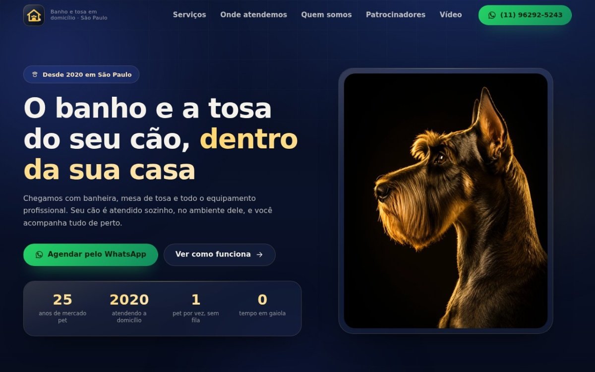 Página inicial do site Tosando em Casa