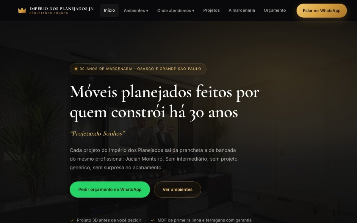 Página inicial do site Móveis Planejados em Osasco e São Paulo | Império